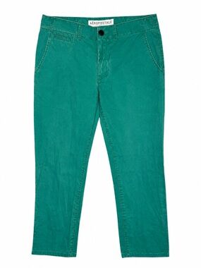 Aeropostale Men’s 33x32 Green Straight Leg Chino Pants 100% Cotton